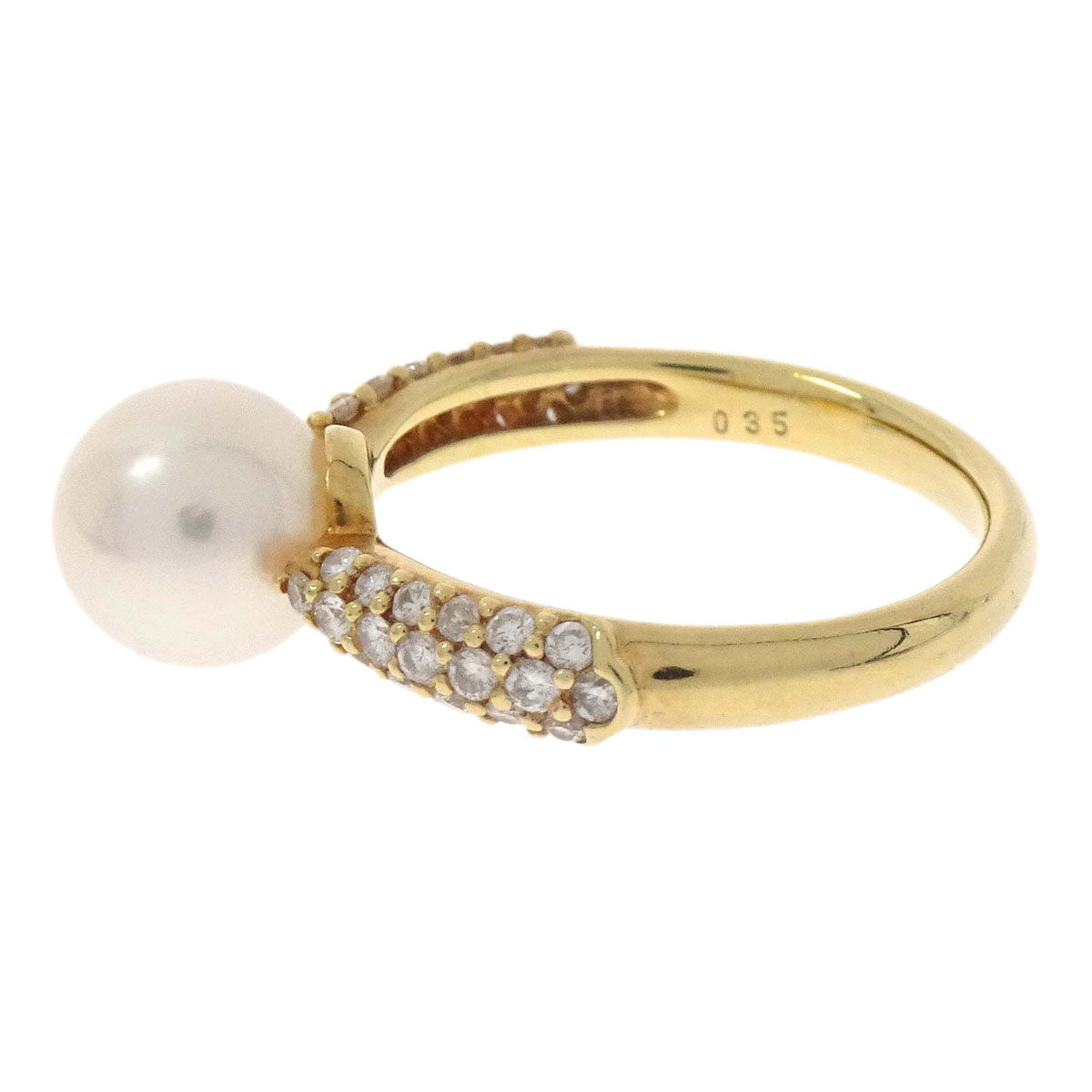 Ring 18K Pearl Diamond Gold #51 Jewelry