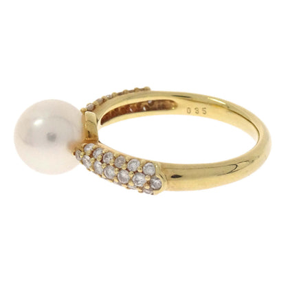 Ring 18K Pearl Diamond Gold #51 Jewelry