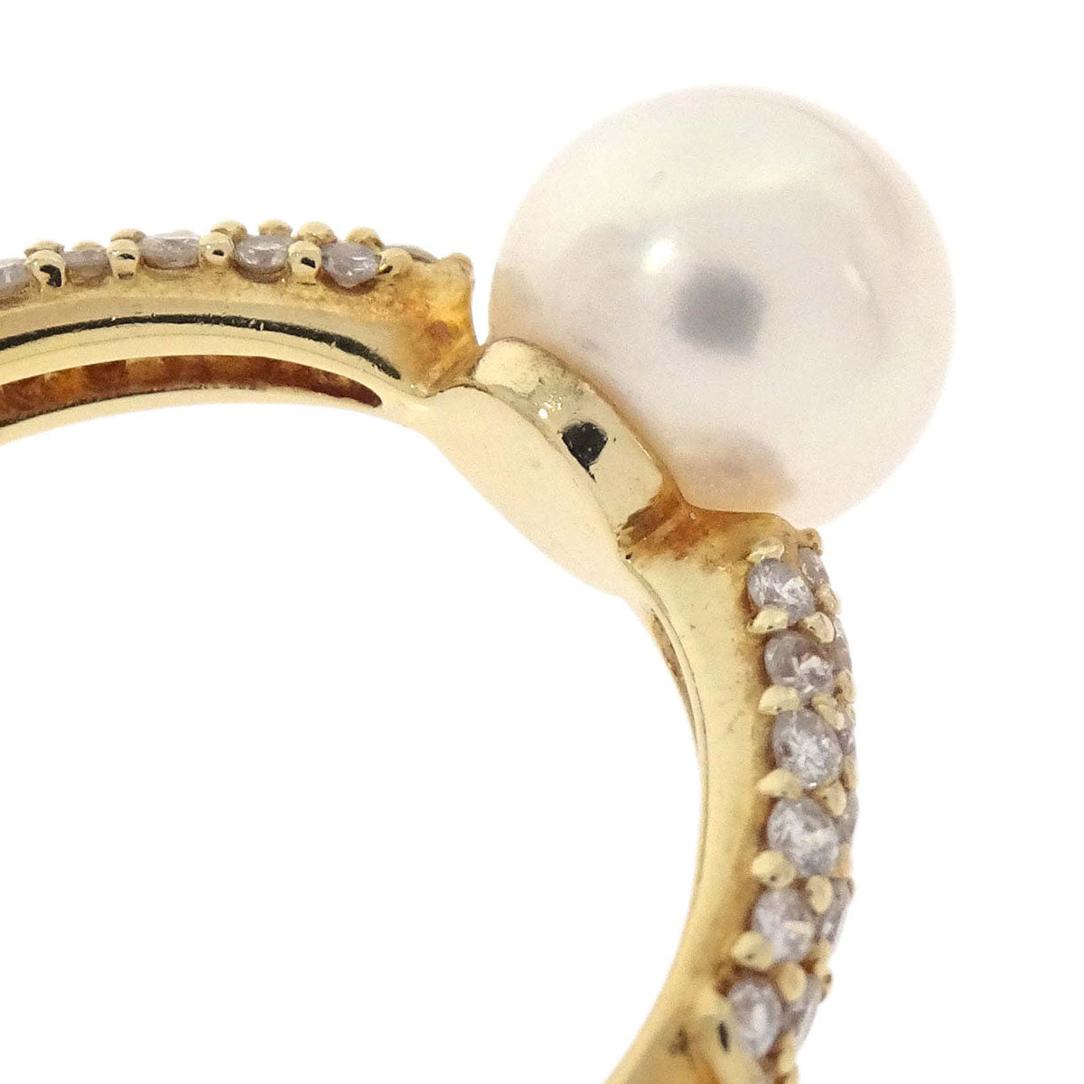 Ring 18K Pearl Diamond Gold #51 Jewelry