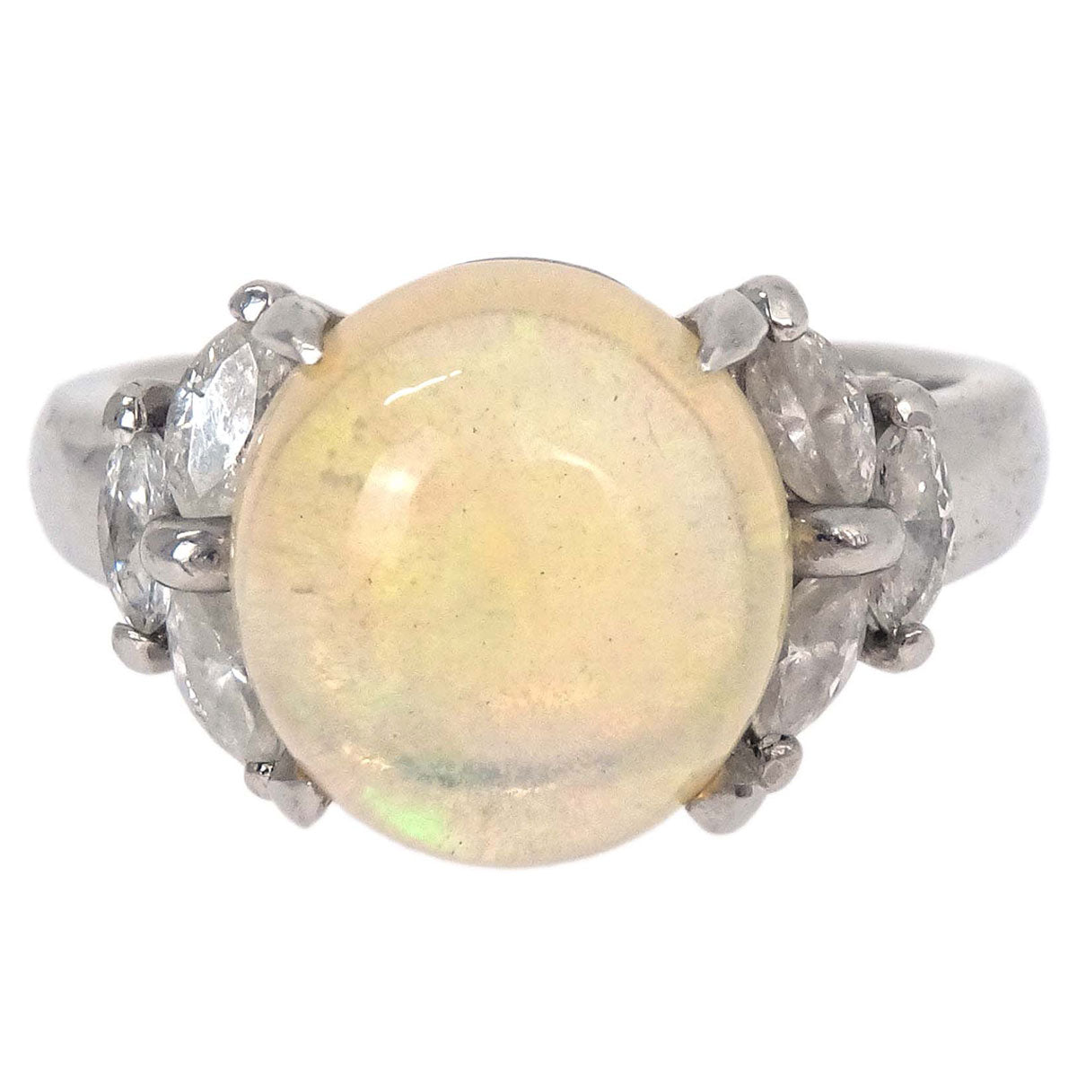 Ring Pt900 Opal Diamond Silver #52 Jewelry