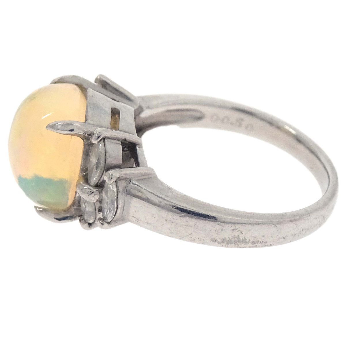 Ring Pt900 Opal Diamond Silver #52 Jewelry