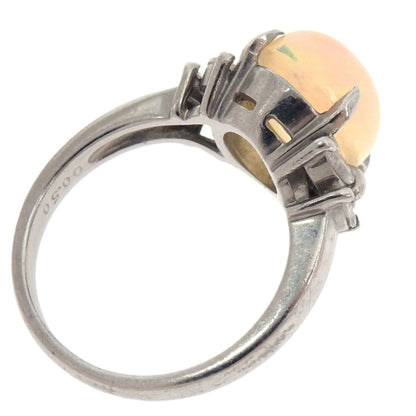 Ring Pt900 Opal Diamond Silver #52 Jewelry