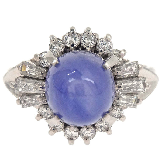 Ring Star Sapphire Pt900 Sapphire Diamond #51 Jewelry