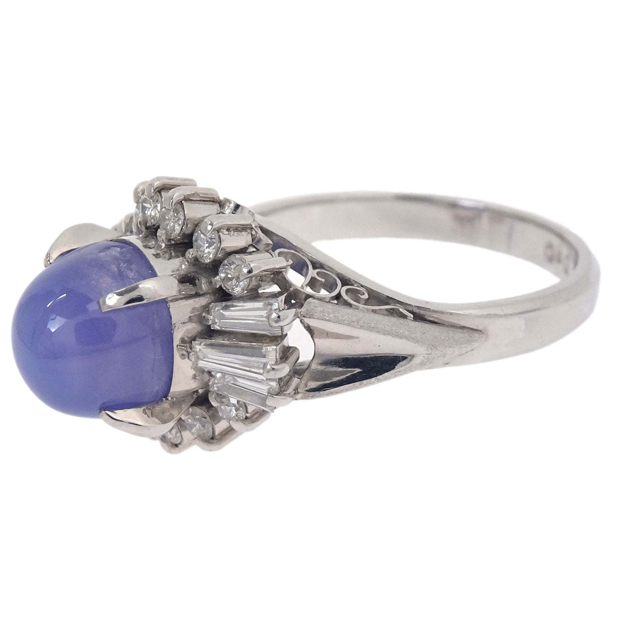 Ring Star Sapphire Pt900 Sapphire Diamond #51 Jewelry