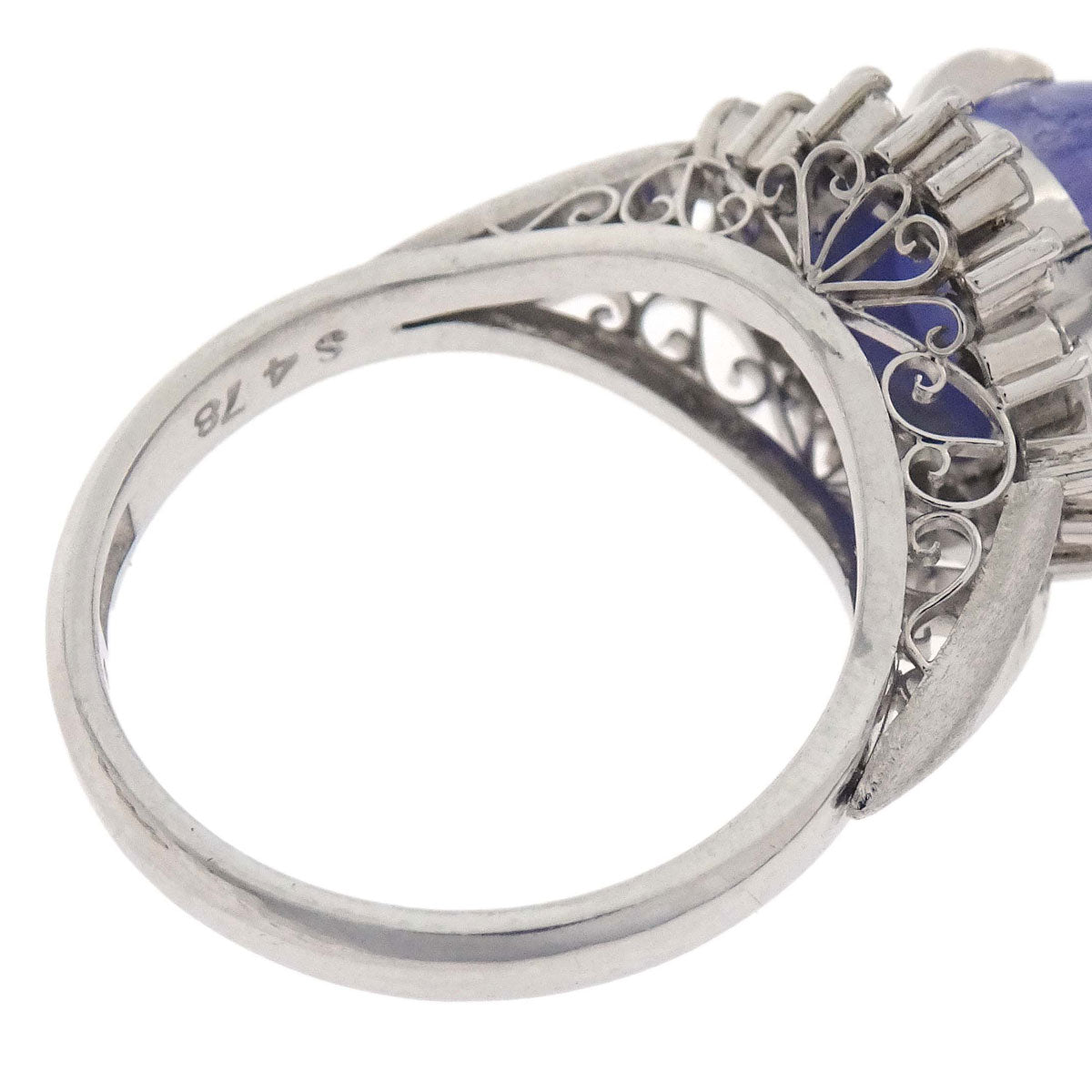 Ring Star Sapphire Pt900 Sapphire Diamond #51 Jewelry