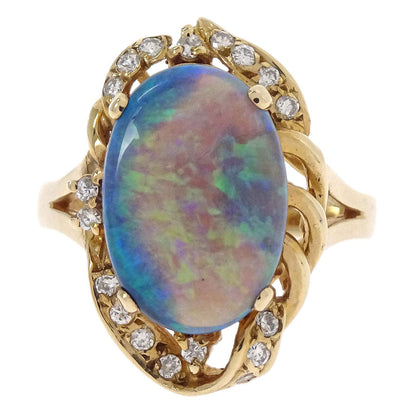 Ring 14K Gold Opal Diamond #53 Jewelry