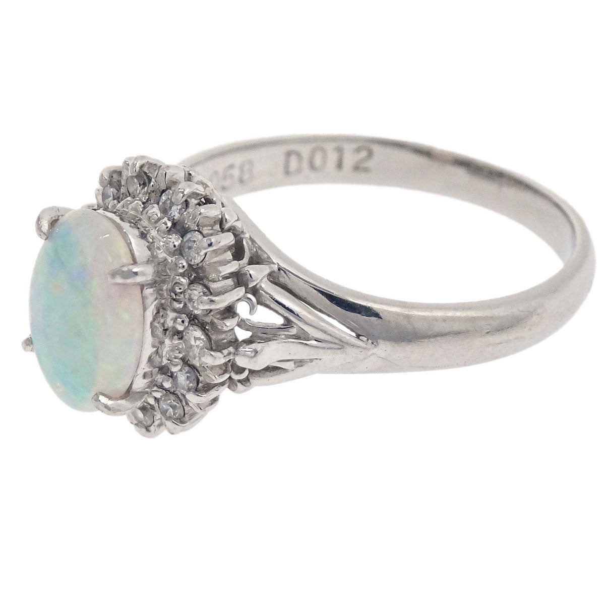 Ring Pt900 Opal Diamond Silver #52 Jewelry