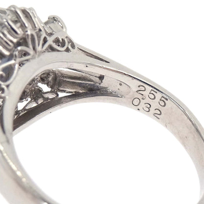 Ring Pt900 Blue Stone Diamond Silver #47 Jewelry