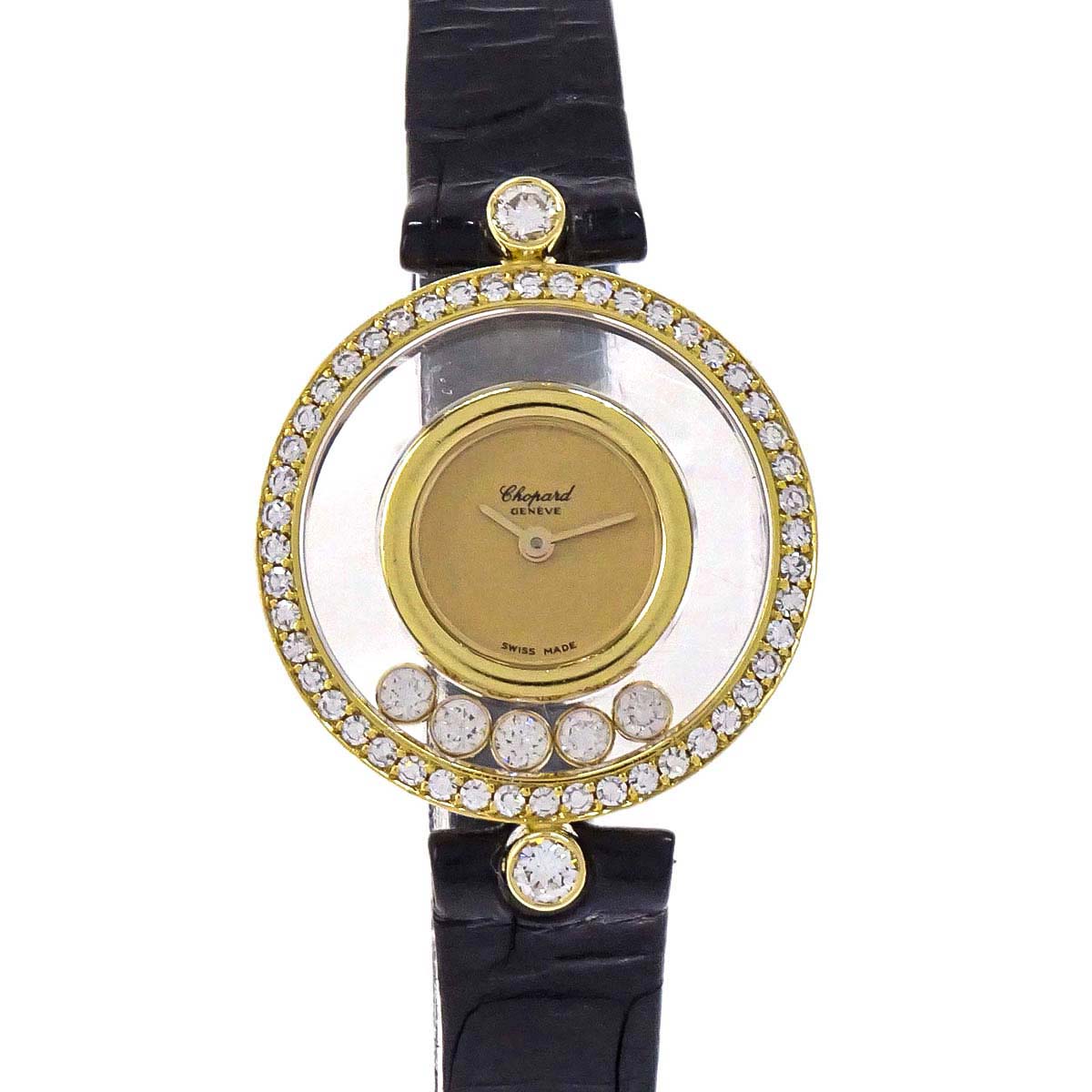 Chopard * Happy Diamonds 23mm Ref.20/3926 Quartz Watch 18KYG Crocodile