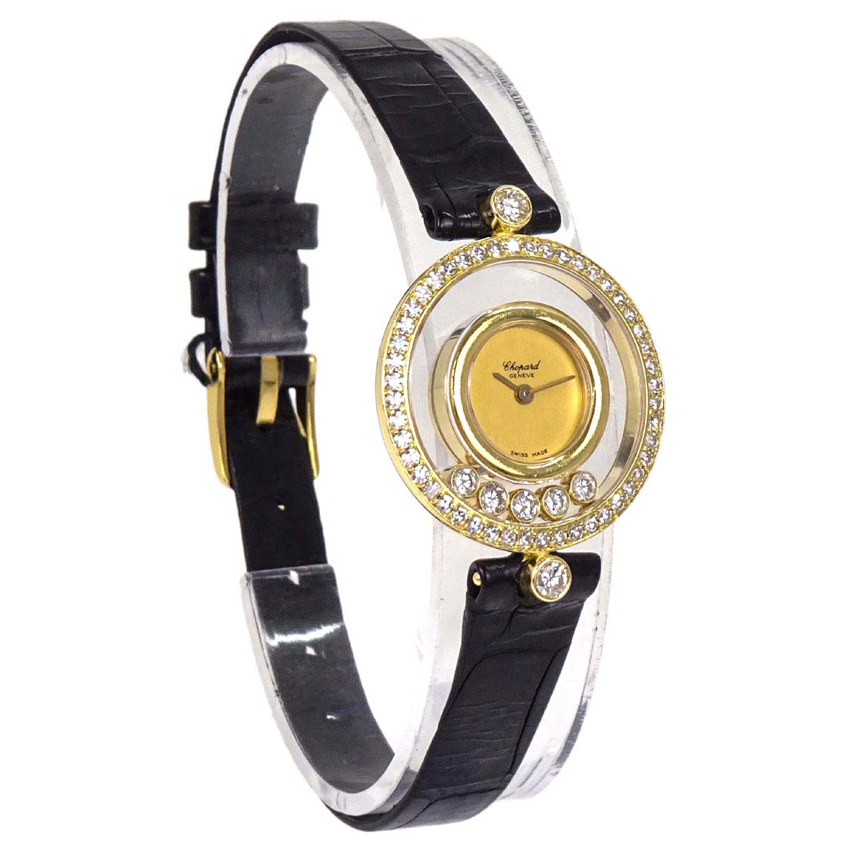 Chopard * Happy Diamonds 23mm Ref.20/3926 Quartz Watch 18KYG Crocodile