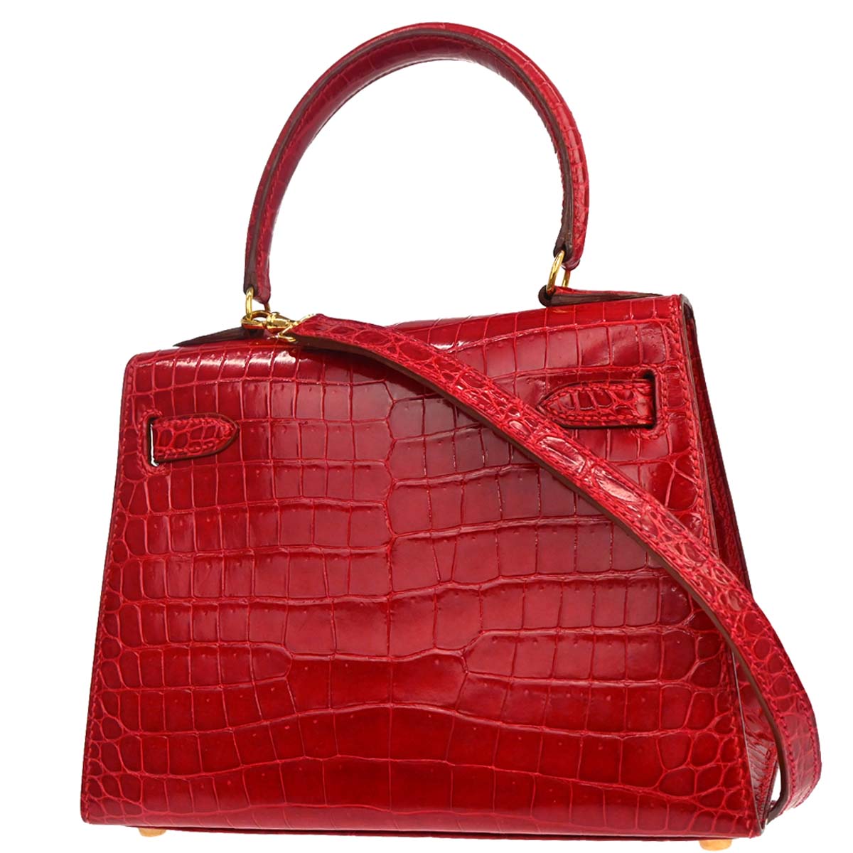 Hermes * Braise Porosus Mini Kelly 20 2way Sellier Handbag