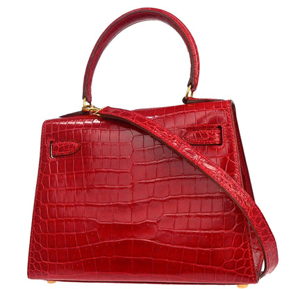 Hermes * Braise Porosus Mini Kelly 20 2way Sellier Handbag