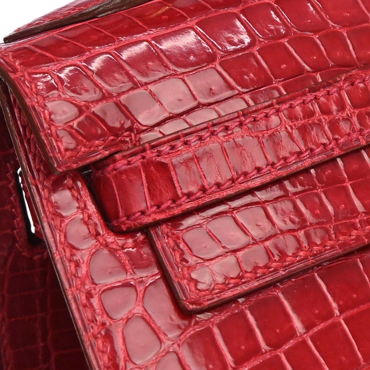 Hermes * Braise Porosus Mini Kelly 20 2way Sellier Handbag