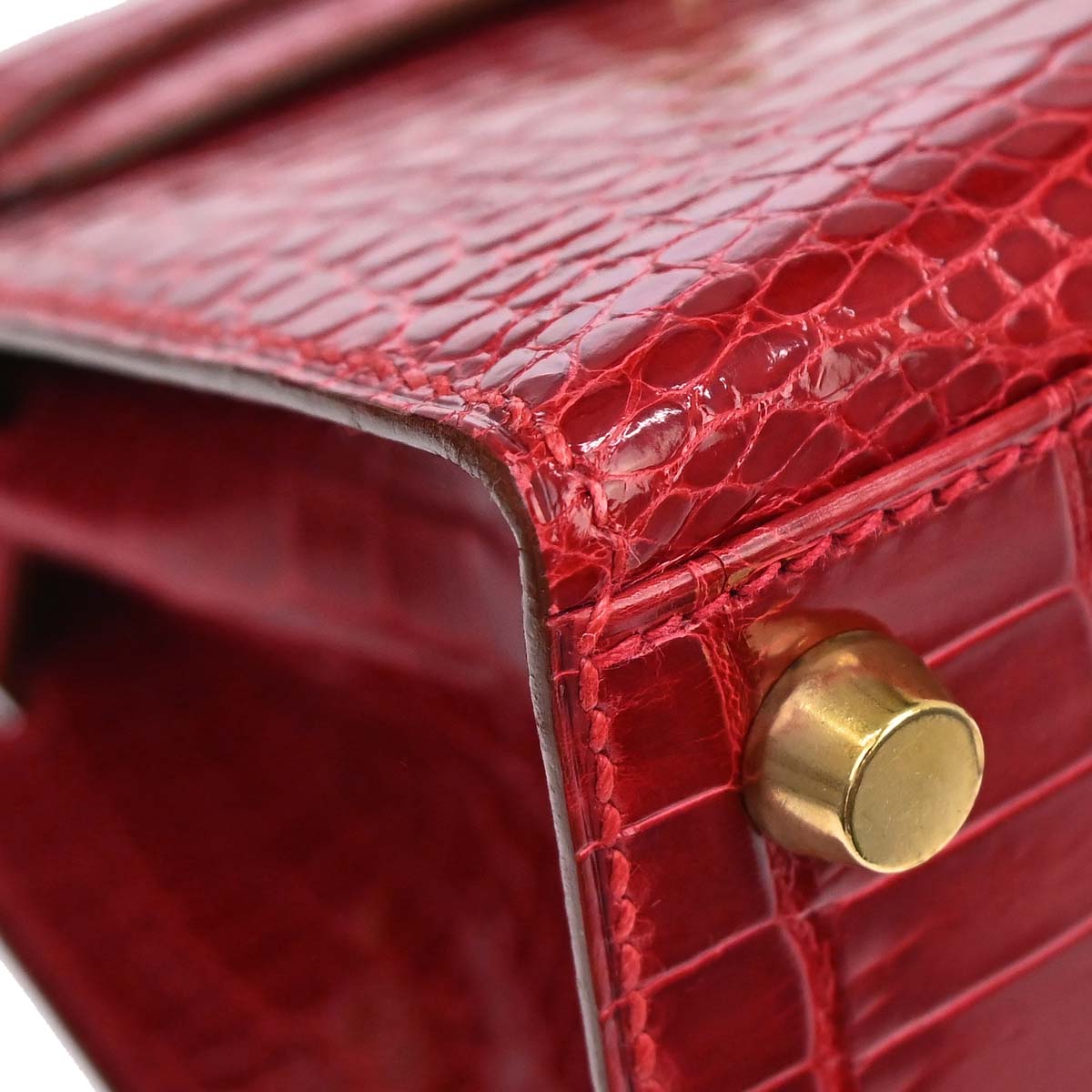 Hermes * Braise Porosus Mini Kelly 20 2way Sellier Handbag