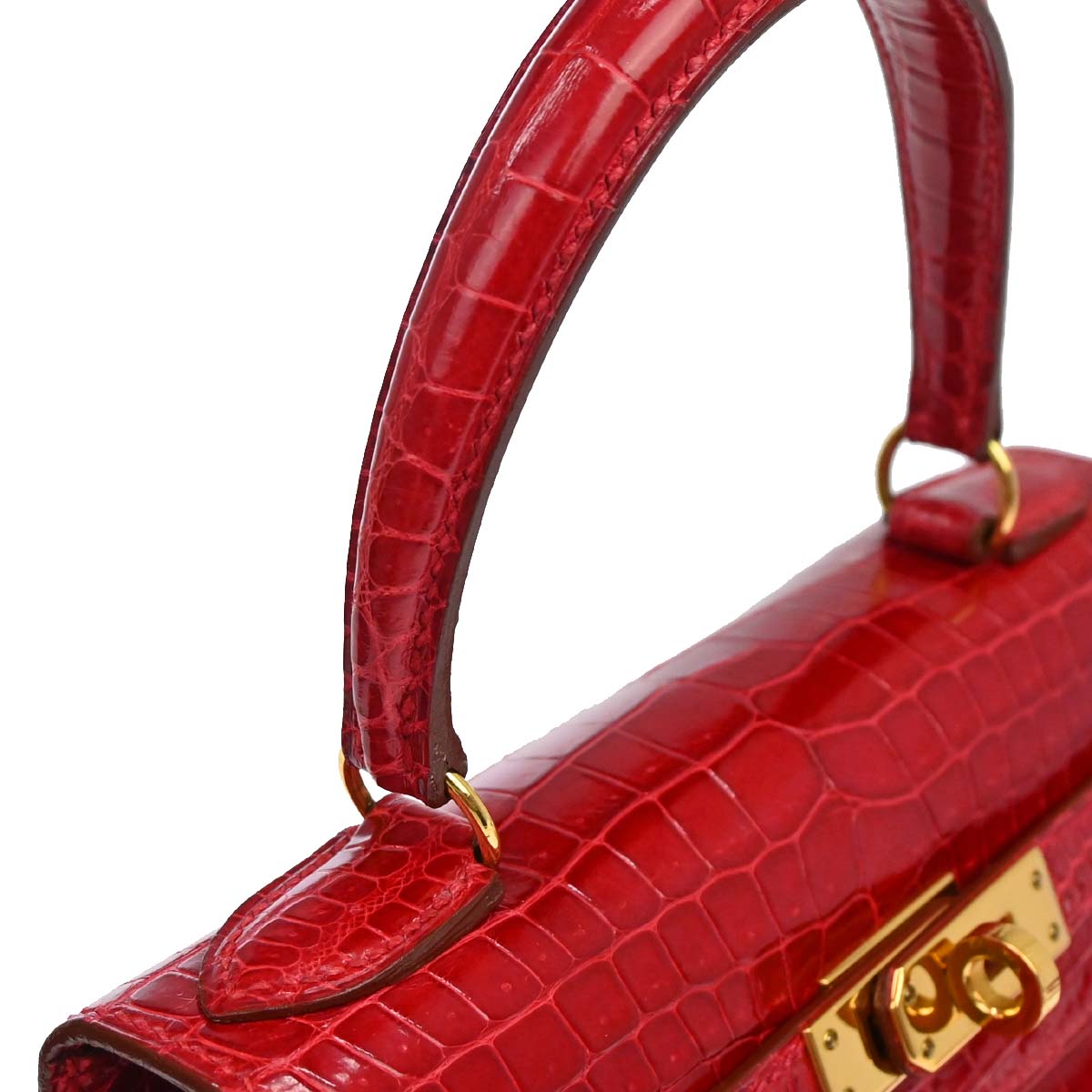 Hermes * Braise Porosus Mini Kelly 20 2way Sellier Handbag