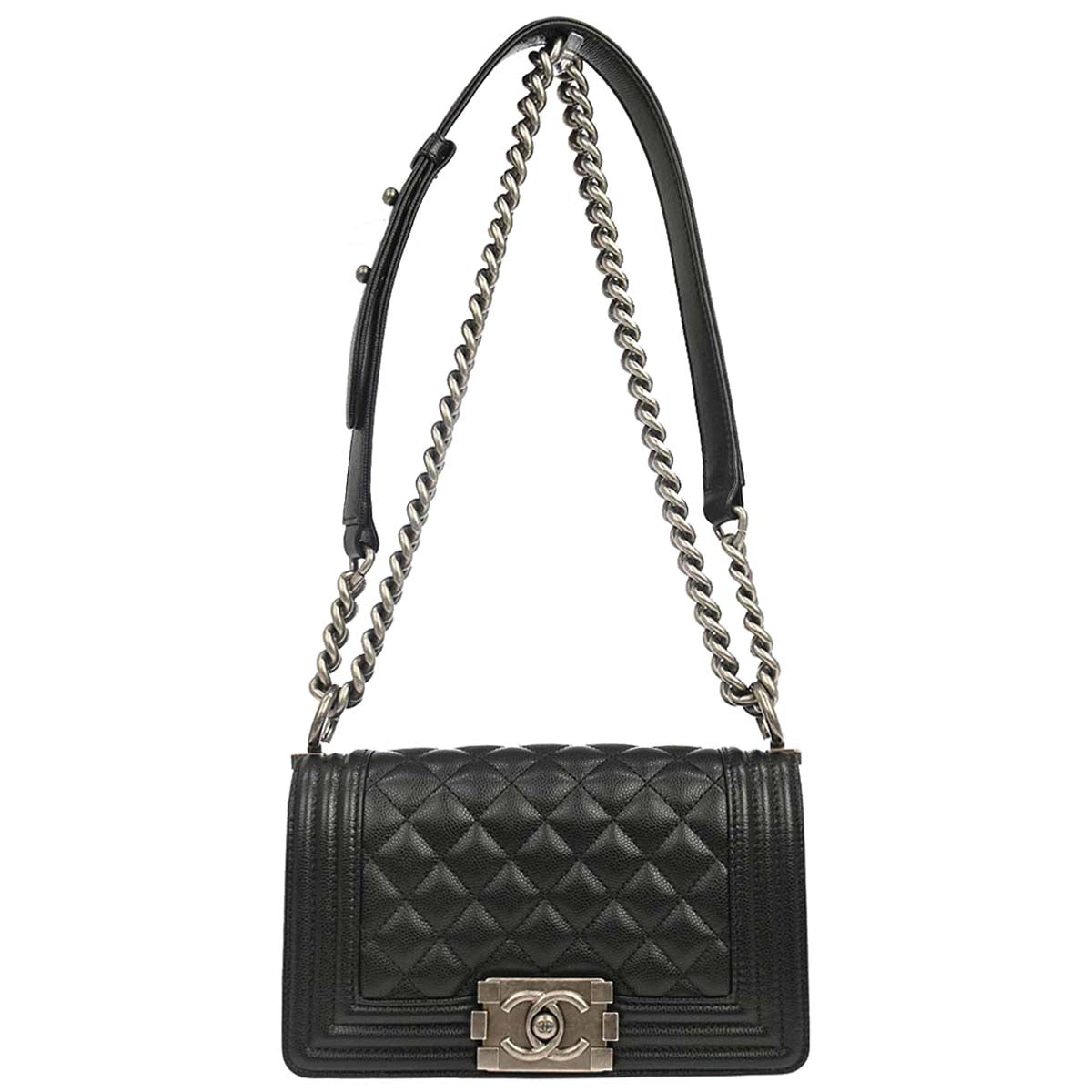 Boy Chanel 2019 Black Caviar Skin Small Chain Shoulder Bag