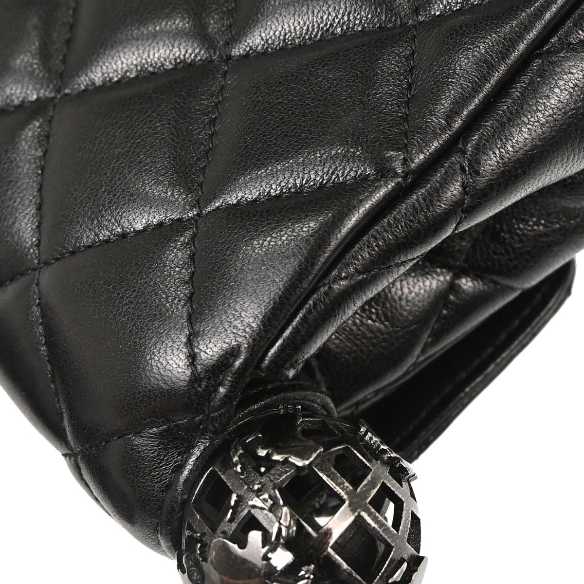 Chanel Black Lambskin Around the World Handbag