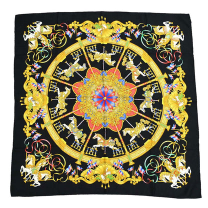 Hermes Scarf Carre 90 Luna Park Black Small Good