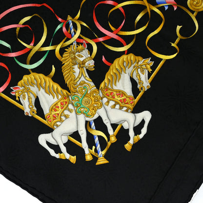 Hermes Scarf Carre 90 Luna Park Black Small Good