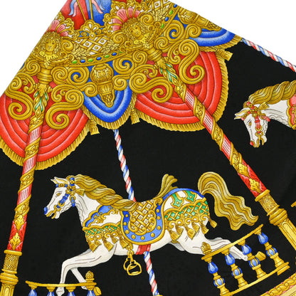 Hermes Scarf Carre 90 Luna Park Black Small Good