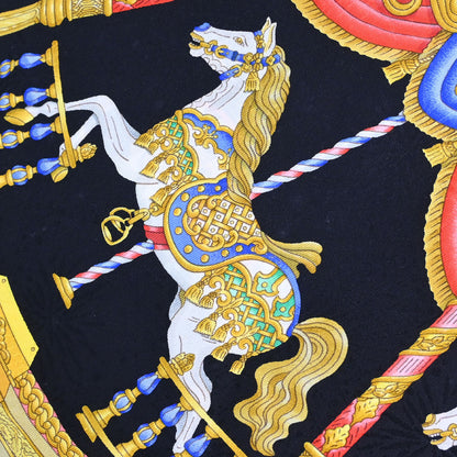 Hermes Scarf Carre 90 Luna Park Black Small Good