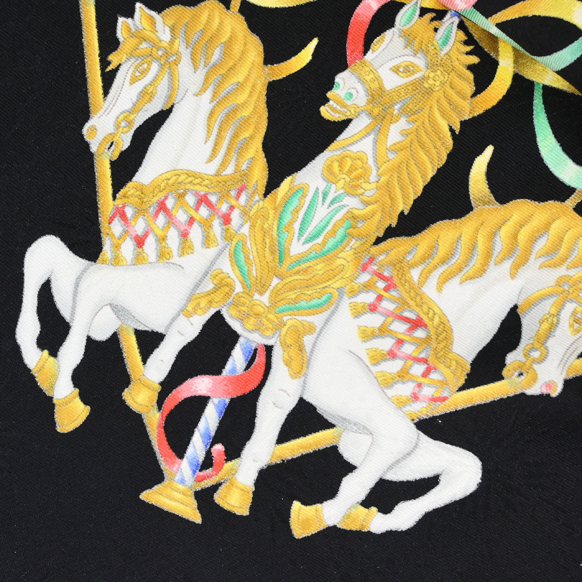 Hermes Scarf Carre 90 Luna Park Black Small Good