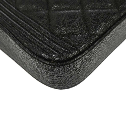 Boy Chanel 2019 Black Caviar Skin Double Zip Chain WOC Shoulder Bag