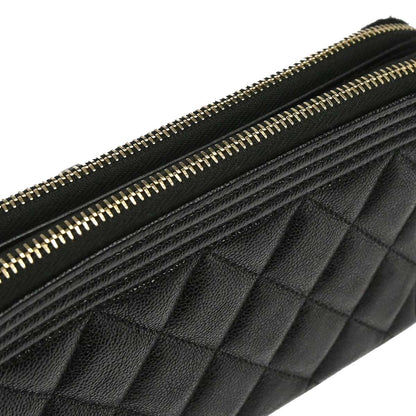 Boy Chanel 2019 Black Caviar Skin Double Zip Chain WOC Shoulder Bag