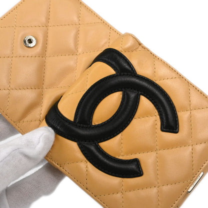 Chanel Beige Calfskin Cambon Ligne Bifold Wallet