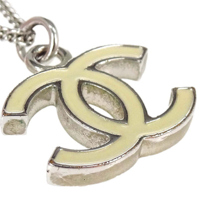 Chanel CC Chain Necklace Silver Ivory 07V