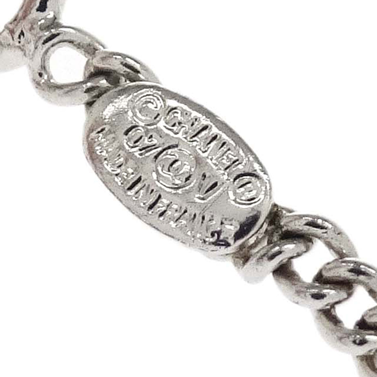 Chanel CC Chain Necklace Silver Ivory 07V