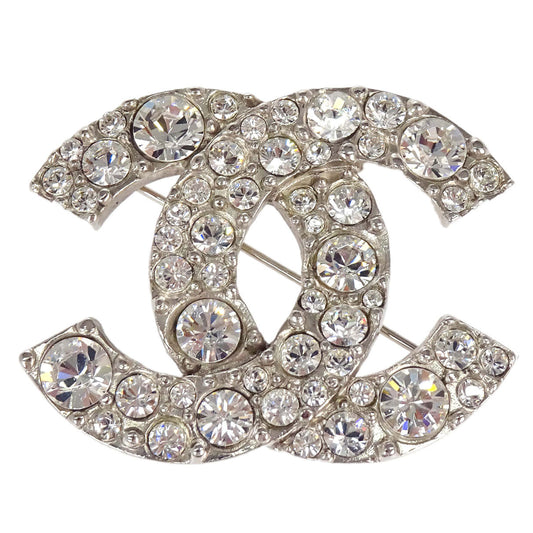 Chanel CC Brooch Pin Silver Rhinestone 09V