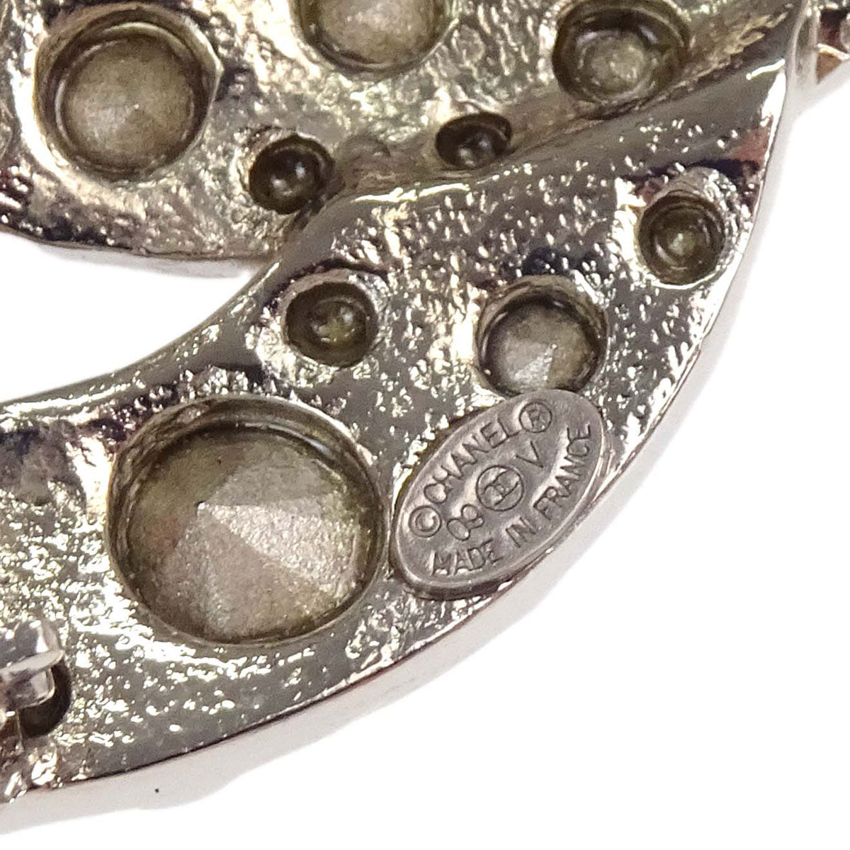 Chanel CC Brooch Pin Silver Rhinestone 09V