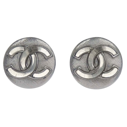 Chanel Button Clip-On Earrings Silver A18K