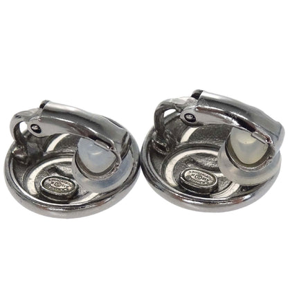 Chanel Button Clip-On Earrings Silver A18K