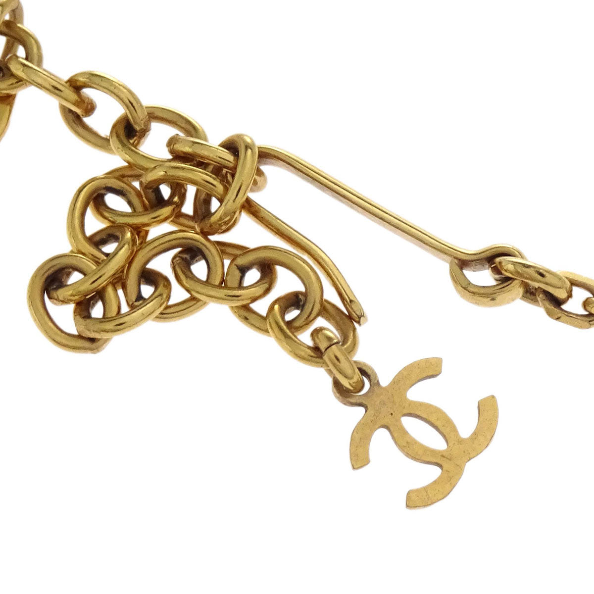 Chanel Gold Black Square Pendant Necklace 03A