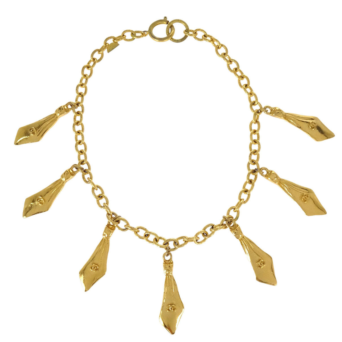 Chanel Gold Chain Tie Motif Necklace