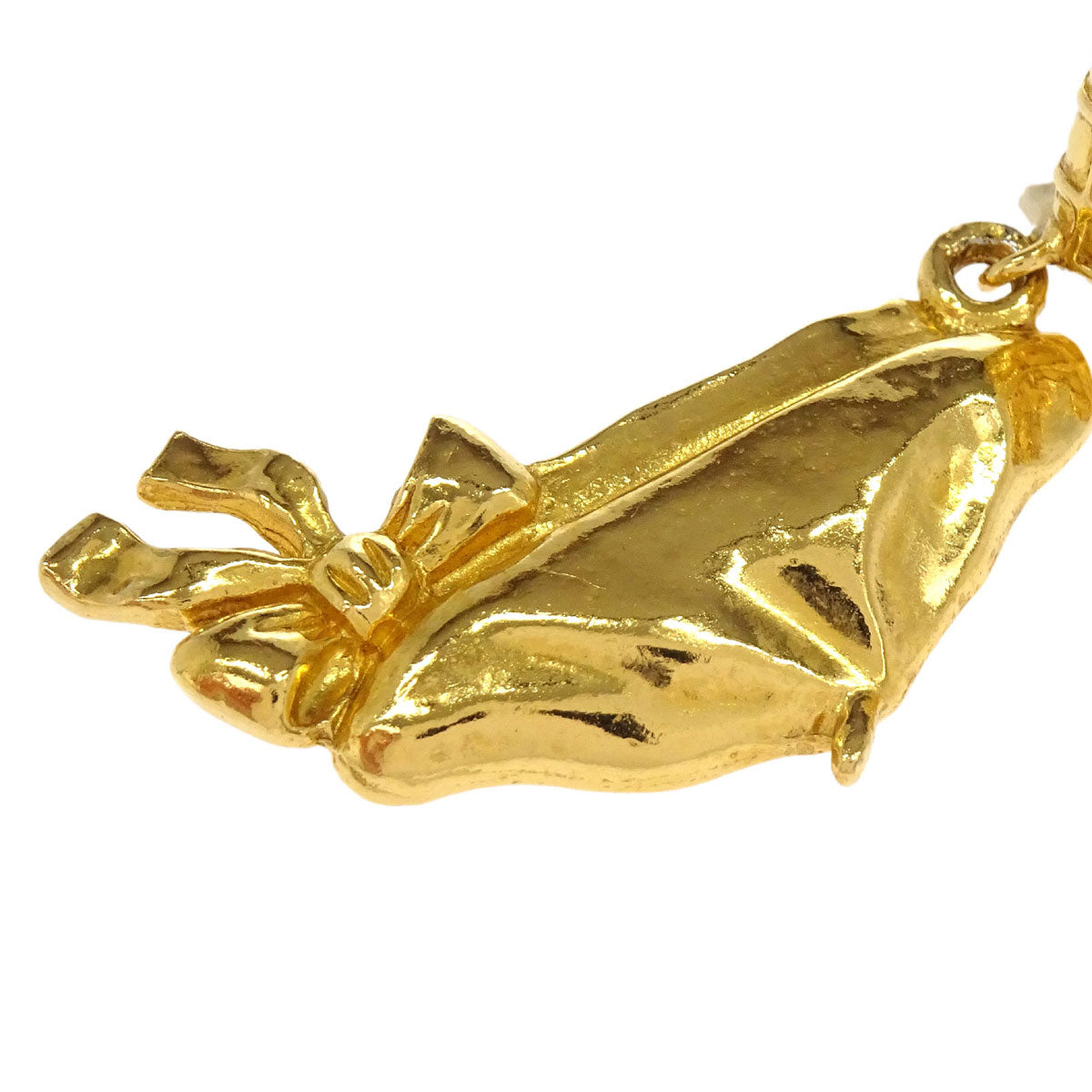 Chanel Gold Rhombus Beret Dangle Clip-On Earrings
