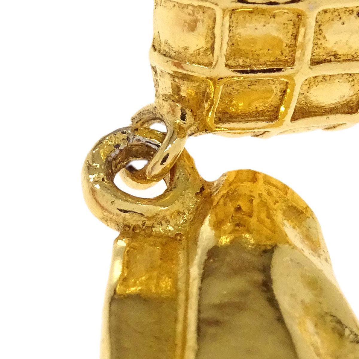 Chanel Gold Rhombus Beret Dangle Clip-On Earrings