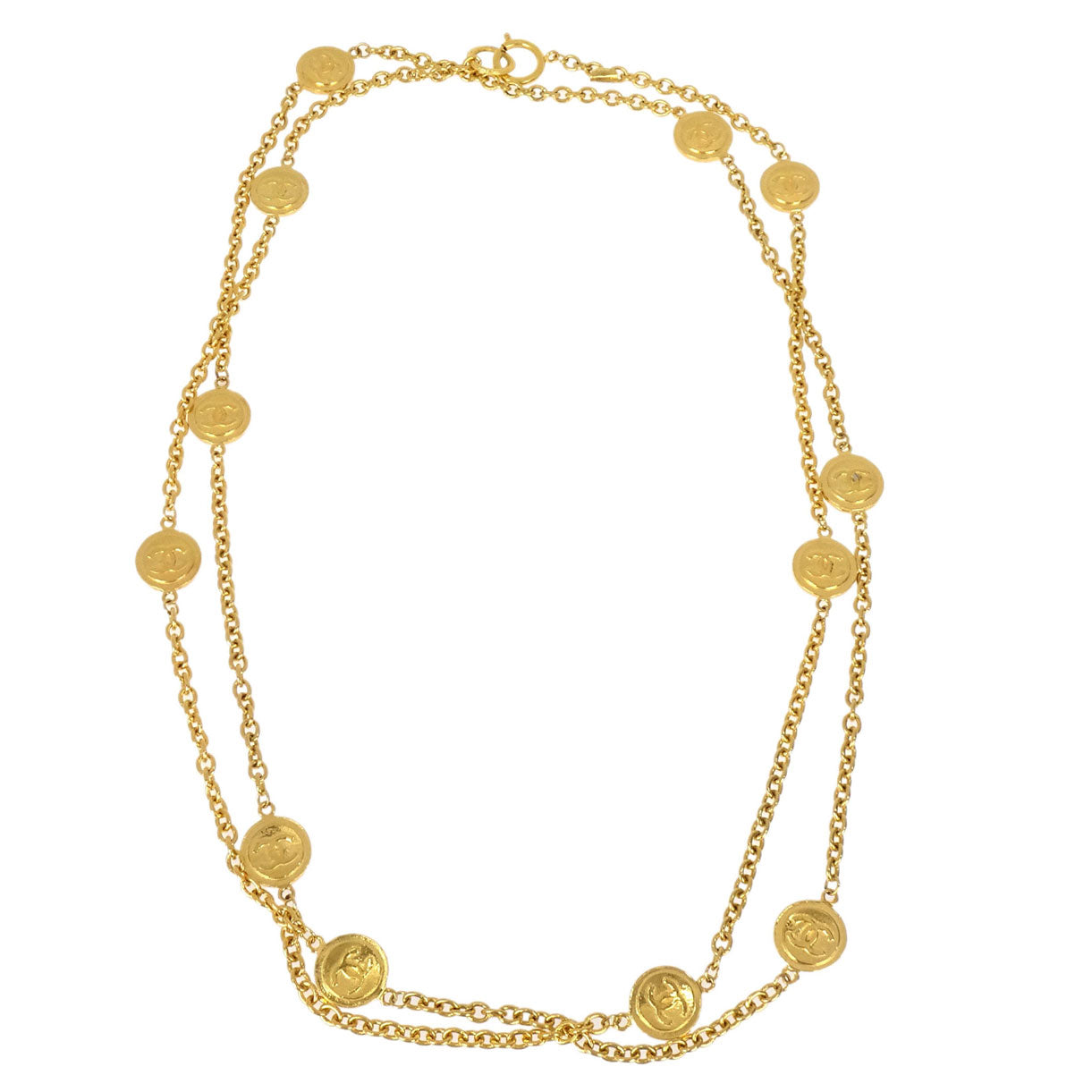 Chanel Medallion Long Chain Necklace Gold