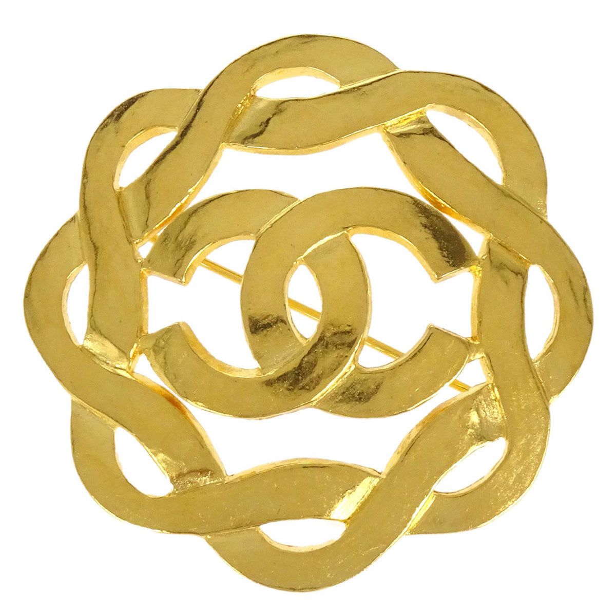 Chanel Camellia CC Brooch Pin Gold 97P