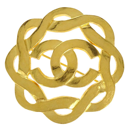Chanel Camellia CC Brooch Pin Gold 97P