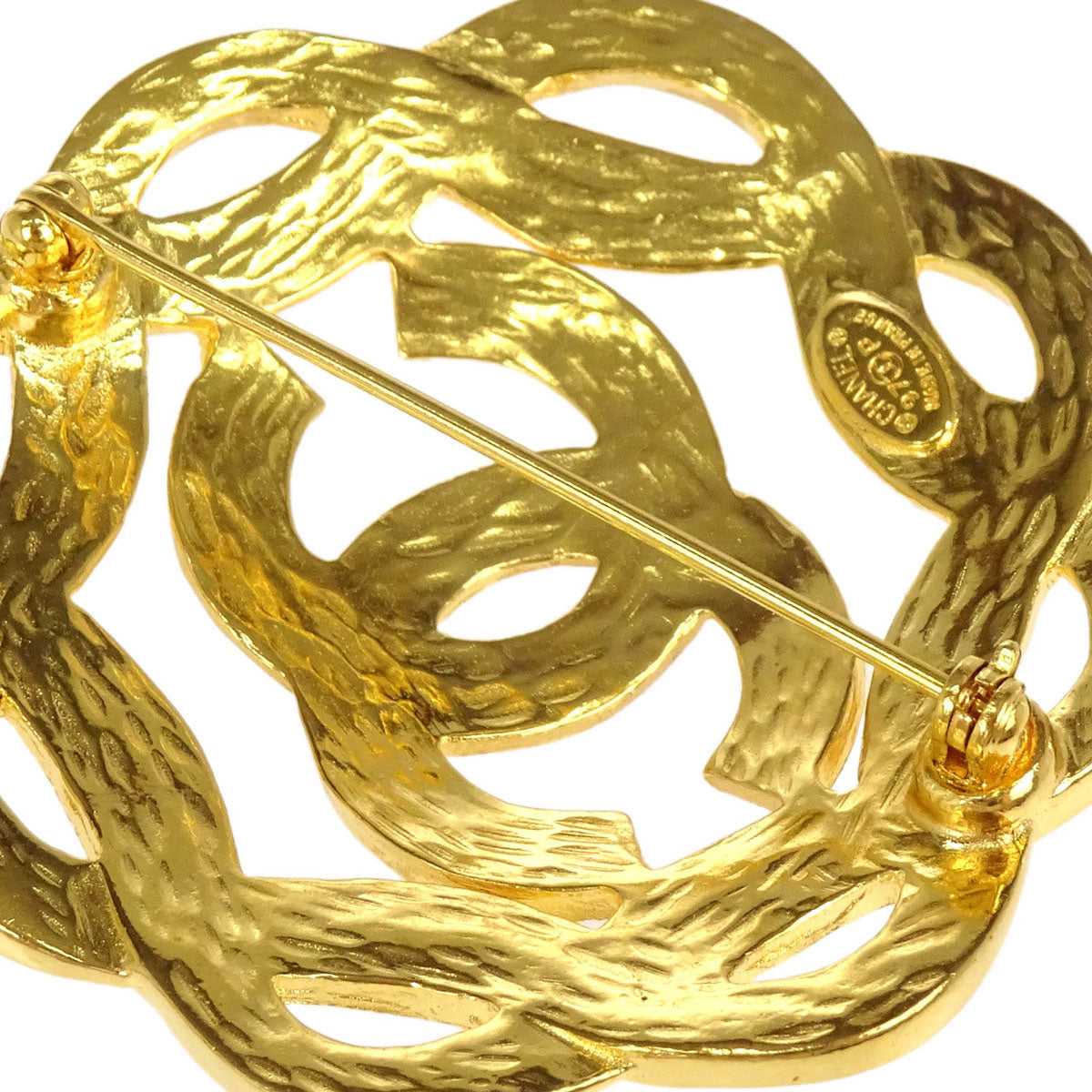 Chanel Camellia CC Brooch Pin Gold 97P