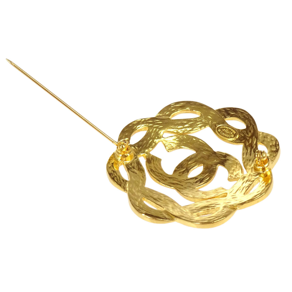 Chanel Camellia CC Brooch Pin Gold 97P