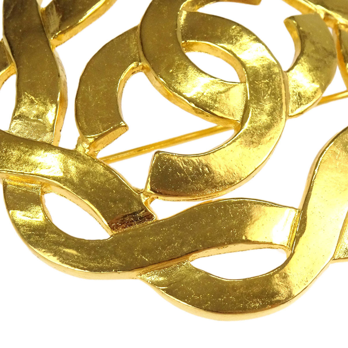 Chanel Camellia CC Brooch Pin Gold 97P