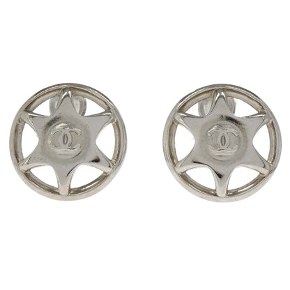Chanel CC Button Clip-On Earrings Silver 97A