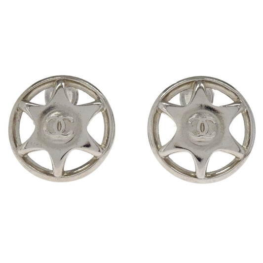 Chanel CC Button Clip-On Earrings Silver 97A