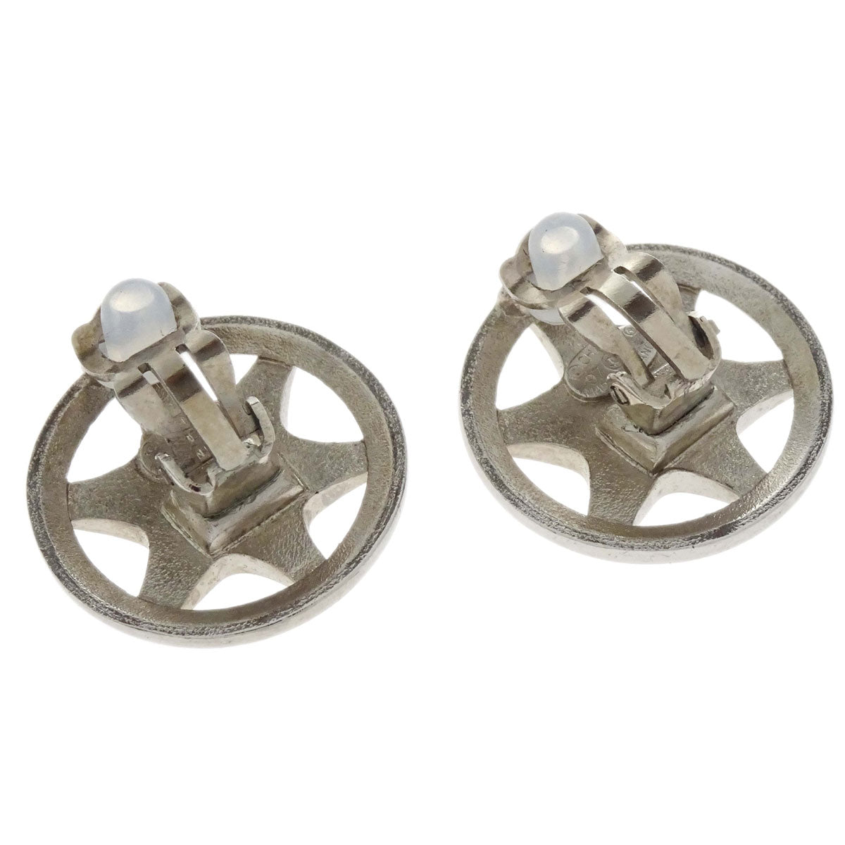 Chanel CC Button Clip-On Earrings Silver 97A