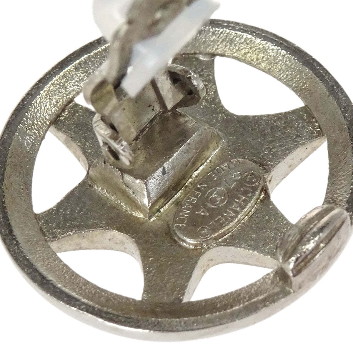 Chanel CC Button Clip-On Earrings Silver 97A
