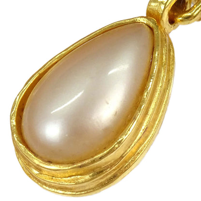 Chanel CC Teardrop Costume Pearl Dangle Clip-On Earrings 97A